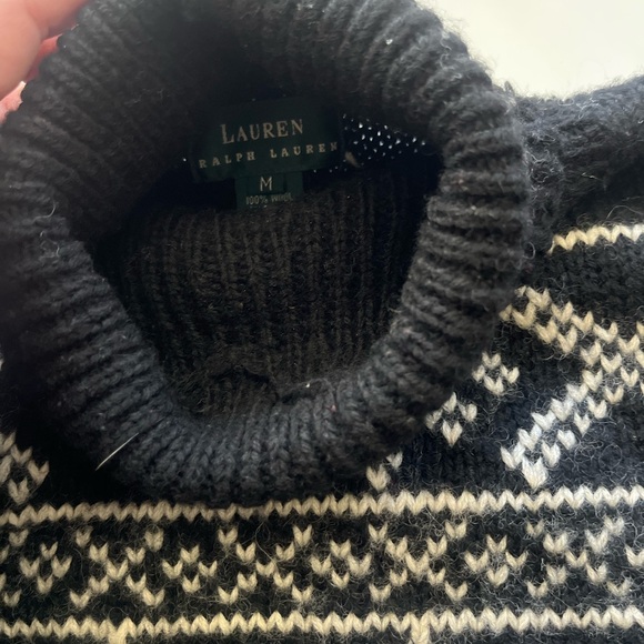 Ralph Lauren Black and Cream Dog Pattern Turtleneck Sweater - Picture 3 of 11